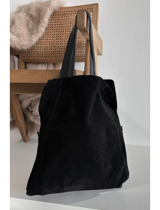 Semišová kabelka Shopper Černá Miraya Semišová kabelka Shopper Černá Miraya