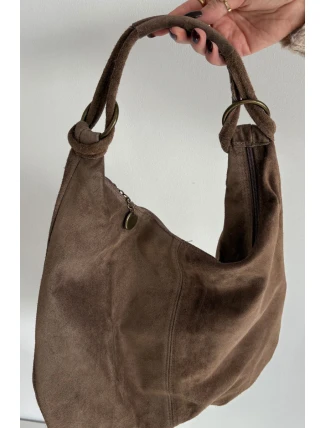 Kabelka z přírodního semiše tmavě béžová Floriah