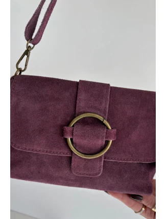 Kožená semišová malá kabelka fialová Jessel