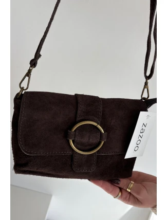 Kožená semišová malá taška čokoládová Jessel