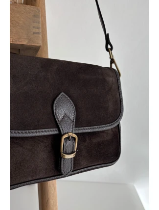 Kožená semišová taška přes rameno Norla čokoládová