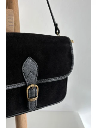 Kožená semišová taška přes rameno Černá Norla