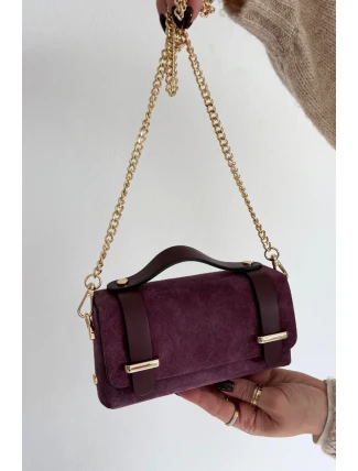 Kabelka z přírodního semiše s řetízkem fialová Nivra