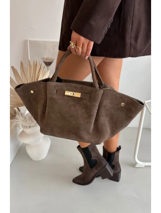 Kabelka z přírodního semiše tmavě béžová Fiorenza Kabelka z přírodního semiše tmavě béžová Fiorenza