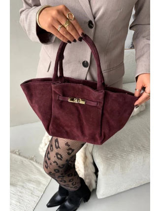 Kožená semišová kabelka bordová Orselle Kožená semišová kabelka bordová Orselle