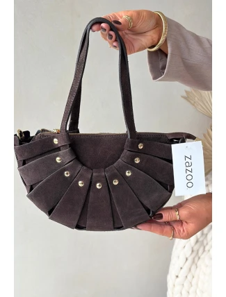 Kabelka z přírodního semiše čokoládová Marivane