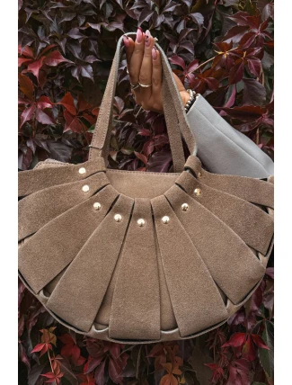 Kabelka z přírodního semiše béžová Tialine