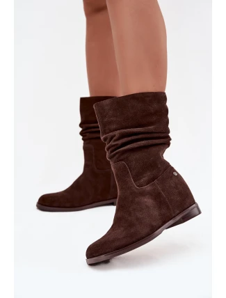 Kožené semišové dámské kotníky s řasením vyhřívané Maciejka K7211-02 Čokoládové Kožené semišové dámské kotníky s řasením vyhřívané Maciejka K7211-02 Čokoládové