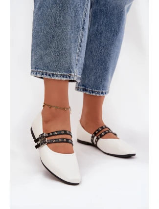 Dámské Baleríny S Paskami Bílé Deliora Dámské Baleríny S Paskami Bílé Deliora