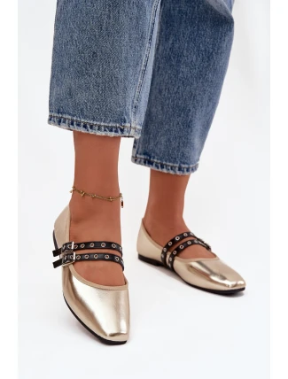 Dámské baleríny s zlatými pásky Deliora