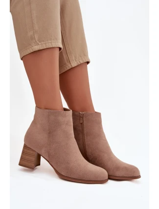 Dámské kotníkové boty na podpatku Eko semiš Béžové Marilou