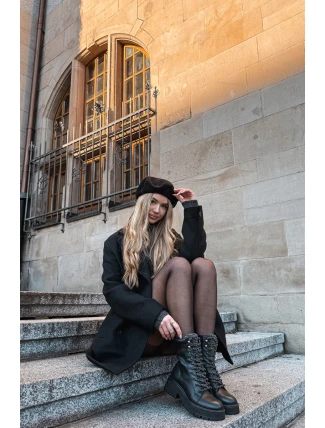 Dámské trapery kotníkové boty z eko kůže černé Bellora