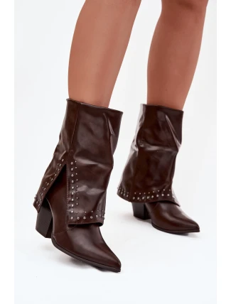 Kovbojky s otočeným límcem a zdobením Vyhřívané hnědé Inessia Kovbojky s otočeným límcem a zdobením Vyhřívané hnědé Inessia