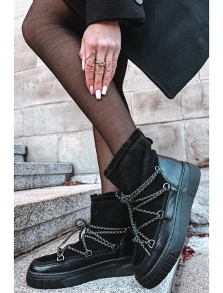 Dámské sněhule s šněrováním Černé Isalisse