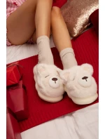Kožešinové pantofle s motivem medvěda bílé Galine