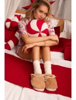 Kožešinové pantofle s mašlí Camel Minella Kožešinové pantofle s mašlí Camel Minella