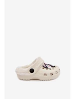 Pěnové dětské pantofle s vyhřívaným kožíškem s přezkami Krémové Cerelle