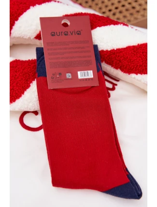 Pánské Vánoční ponožky Santa Claus v brýlích Červeno-tmavé Pánské Vánoční ponožky Santa Claus v brýlích Červeno-tmavé