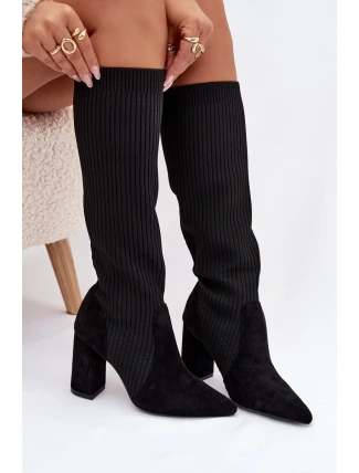 Dámské kozačky na podpatku Černé Yserine