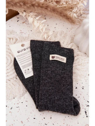 Teplé Vlněné Dámské Punčochy S Nášivkou Tmavě šedé