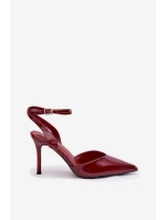 Lakované lodičky s odkrytou patou bordové Laretta