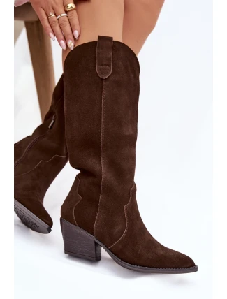 Kožené Semišové Kozačky Dívčí Oteplené Čokoládové Urselle Kožené Semišové Kozačky Dívčí Oteplené Čokoládové Urselle