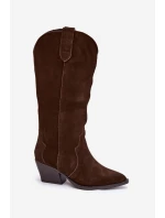 Kožené Semišové Kozačky Dívčí Oteplené Čokoládové Urselle Kožené Semišové Kozačky Dívčí Oteplené Čokoládové Urselle