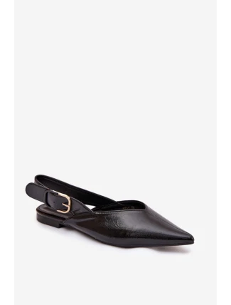 Lakované baleríny s přezkou Černé Rinalle