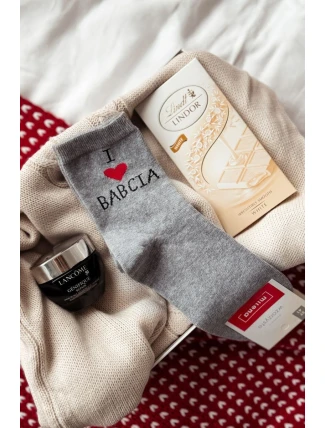 Dámské ponožky S Nápisem I Love Babcia Šedé