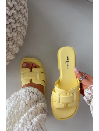 Dámské pantofle na ploché podrážce Žluté Lorania