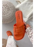 Dámské pantofle na plochém podpatku oranžové Lorania