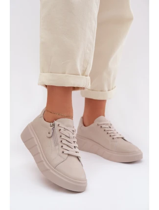 Kožené dámské polobotky s zipem béžové Althea