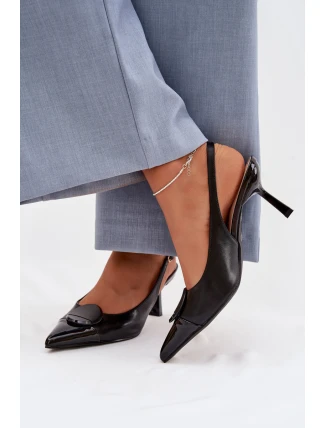 Dámské sandály na podpatku s ozdobným detailem Černé Mariae