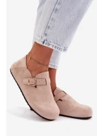 Dámské polobotky Eco semiš s zlatým přezkou Béžové Ismora