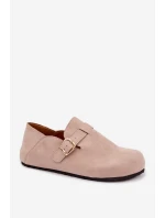 Dámské polobotky Eco semiš s zlatým přezkou Béžové Ismora