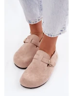 Dámské polobotky Eco semiš s zlatým přezkou Béžové Ismora