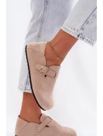 Dámské polobotky Eco semiš s zlatým přezkou Béžové Ismora