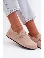 Dámské polobotky Eco semiš s zlatým přezkou Béžové Ismora