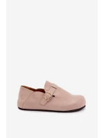 Dámské polobotky Eco semiš s zlatým přezkou Béžové Ismora