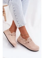 Dámské polobotky Eco semiš s zlatým přezkou Béžové Ismora