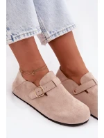 Dámské polobotky Eco semiš s zlatým přezkou Béžové Ismora