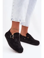 Dámské semišové ekologické polobotky s přezkou Černé Ismora