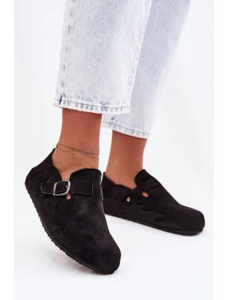 Dámské semišové ekologické polobotky s přezkou Černé Ismora