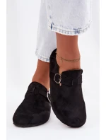 Dámské semišové ekologické polobotky s přezkou Černé Ismora