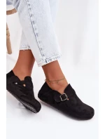 Dámské semišové ekologické polobotky s přezkou Černé Ismora