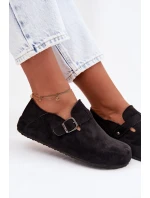 Dámské semišové ekologické polobotky s přezkou Černé Ismora