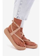 Dámské sandály Japonky na platformě Béžové Gelira