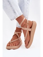 Dámské sandály Japonky na platformě Béžové Gelira