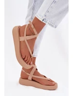 Dámské sandály Japonky na platformě Béžové Gelira