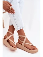 Dámské sandály Japonky na platformě Béžové Gelira